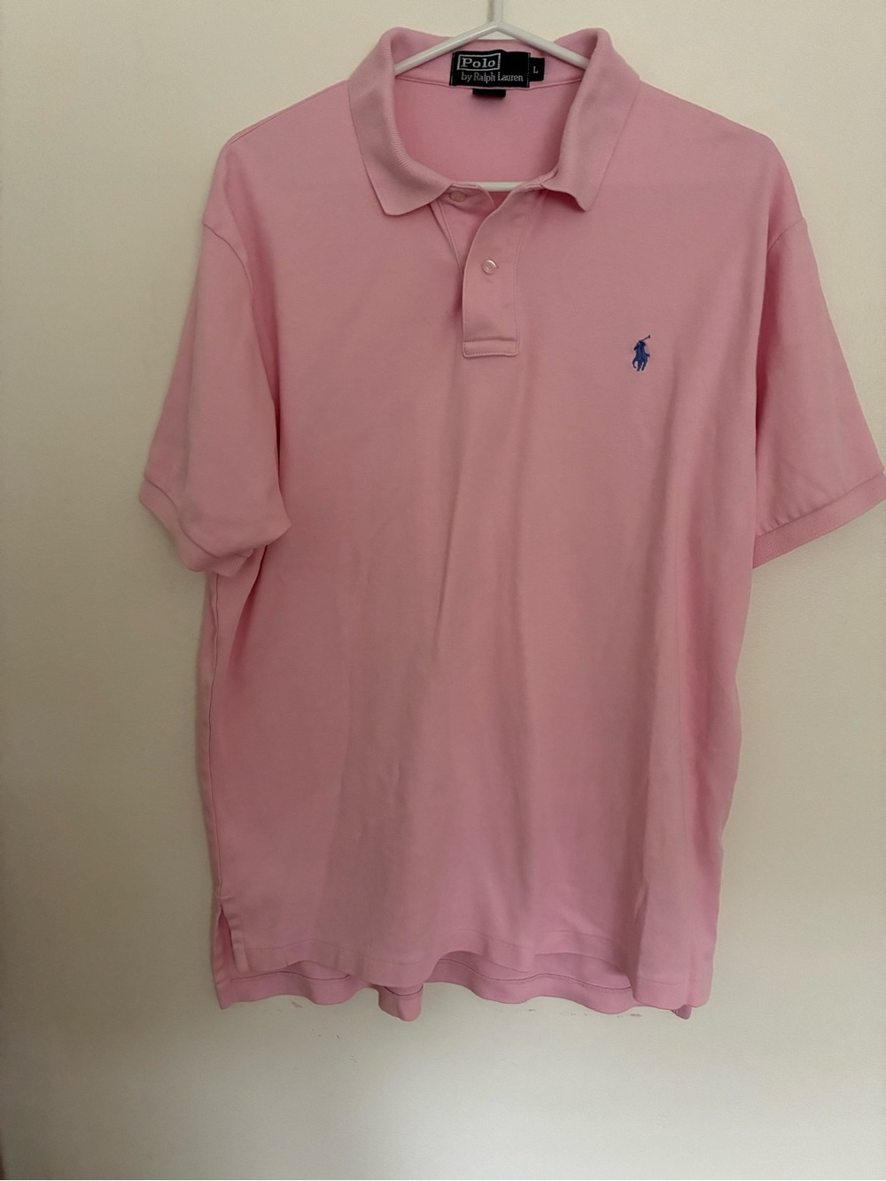 Polo by Ralph Lauren Men’s Light Pink Polo with Blue Pony